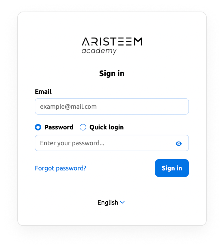 Aristeem Academy sign in